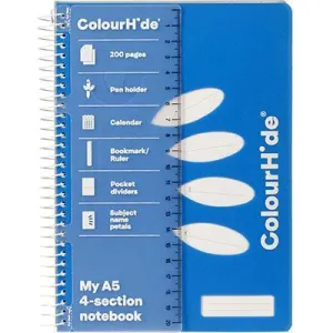 Colourhide My 4-Section Notebook 200 Page A5 Blue