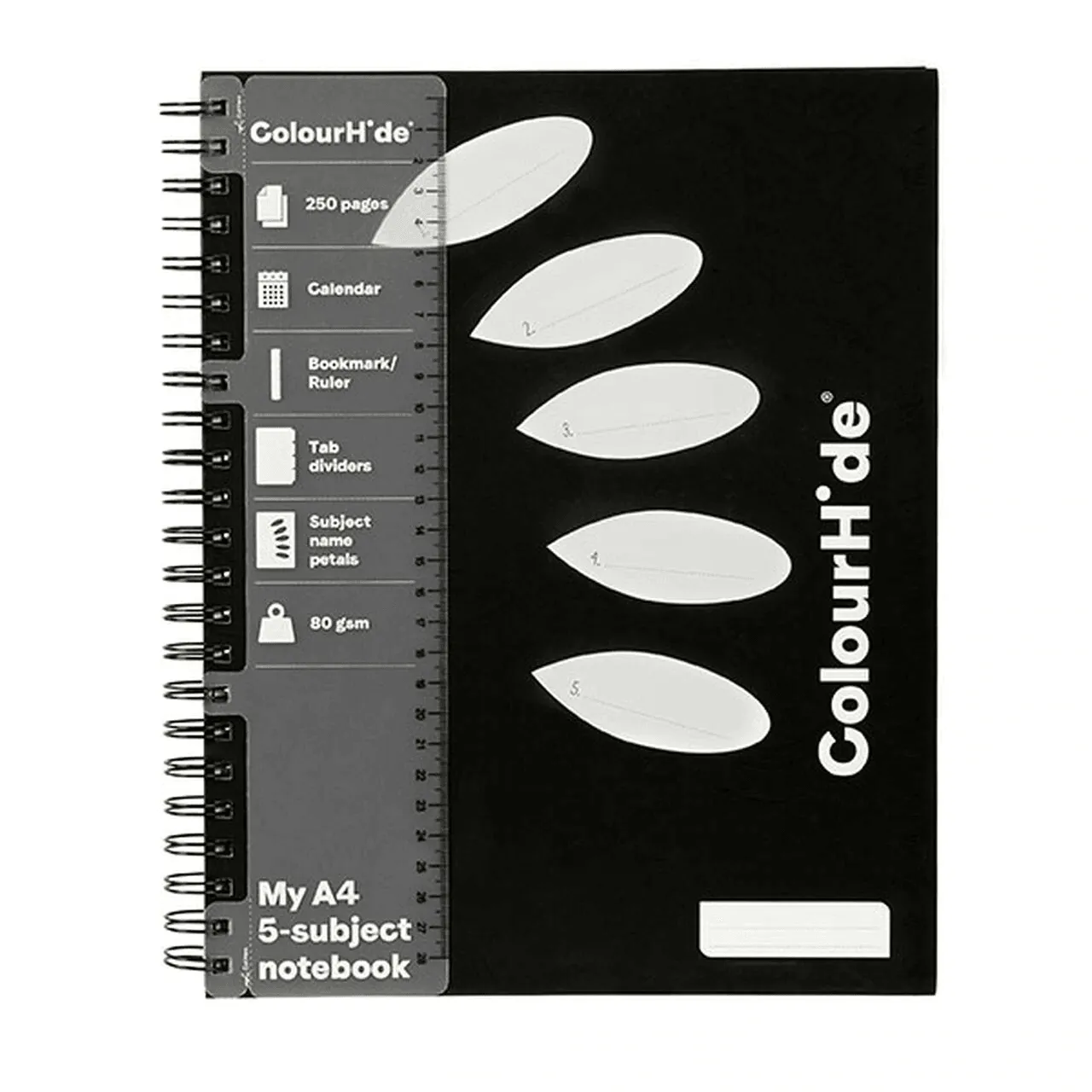 Colourhide My 5-Subject Hardcover Notebook 250 Page A4 Black