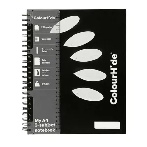Colourhide My 5-Subject Hardcover Notebook 250 Page A4 Black