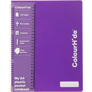 Colourhide Notebook With Pockets 120 Page A4 Purple