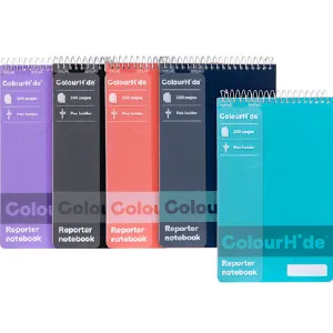 Colourhide Reporter Notebook 200 Page Assorted Pack 5