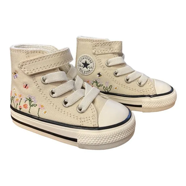 Converse sneakers da bambina a fantasia floreale Chuck Taylor All Star Easy-On A01617C beige