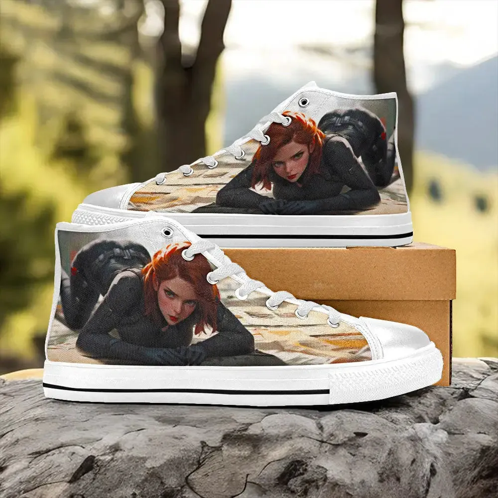 Cute Black Widow Shoes High Top Sneakers for Kids and Adults