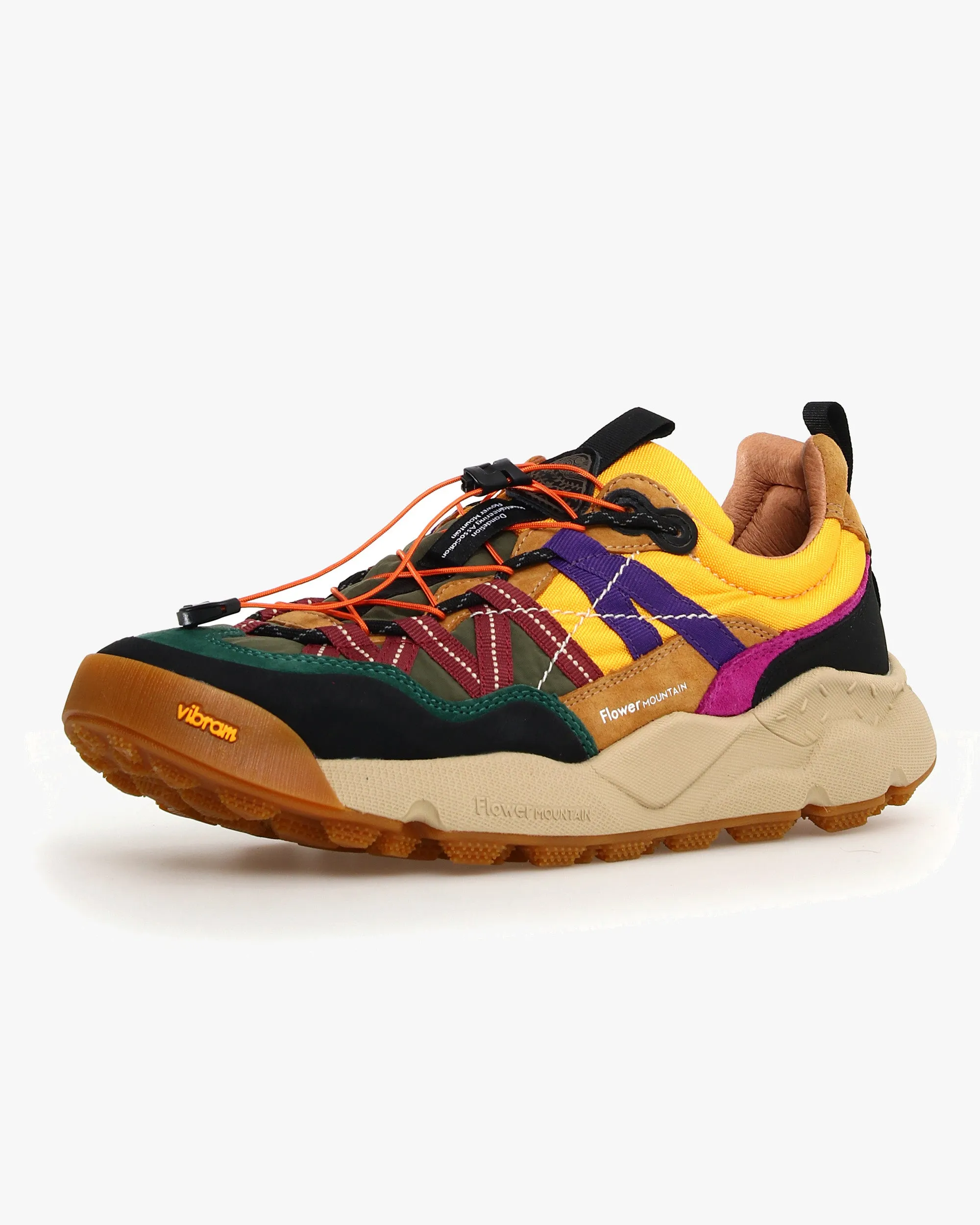 Flower Mountain Iwano 2 Suede & Nylon - Black / Cognac / Yellow
