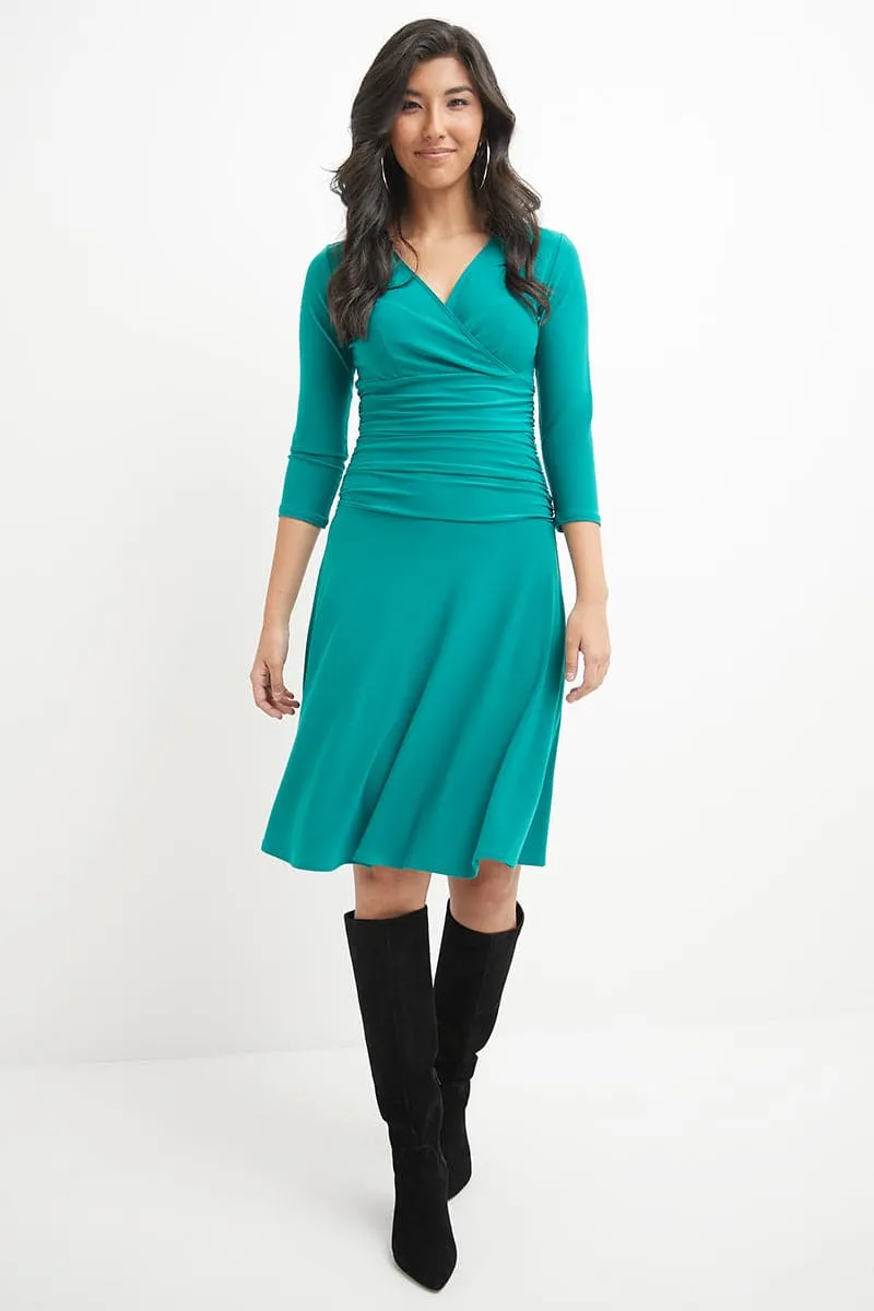 Form-fitting 3/4 Sleeve Dress with Ruching