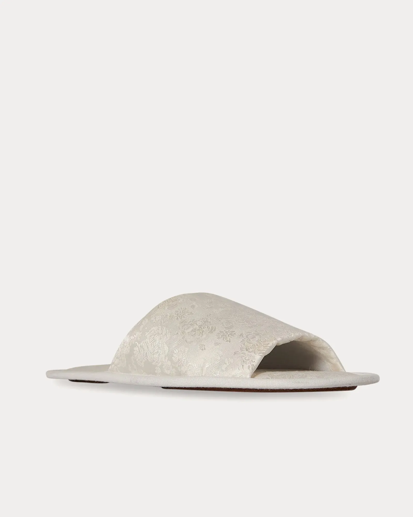 Frances Open Toe Silk & Acetate Ivory Slippers