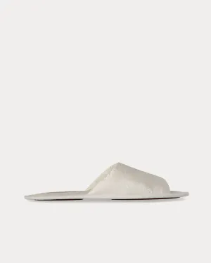 Frances Open Toe Silk & Acetate Ivory Slippers