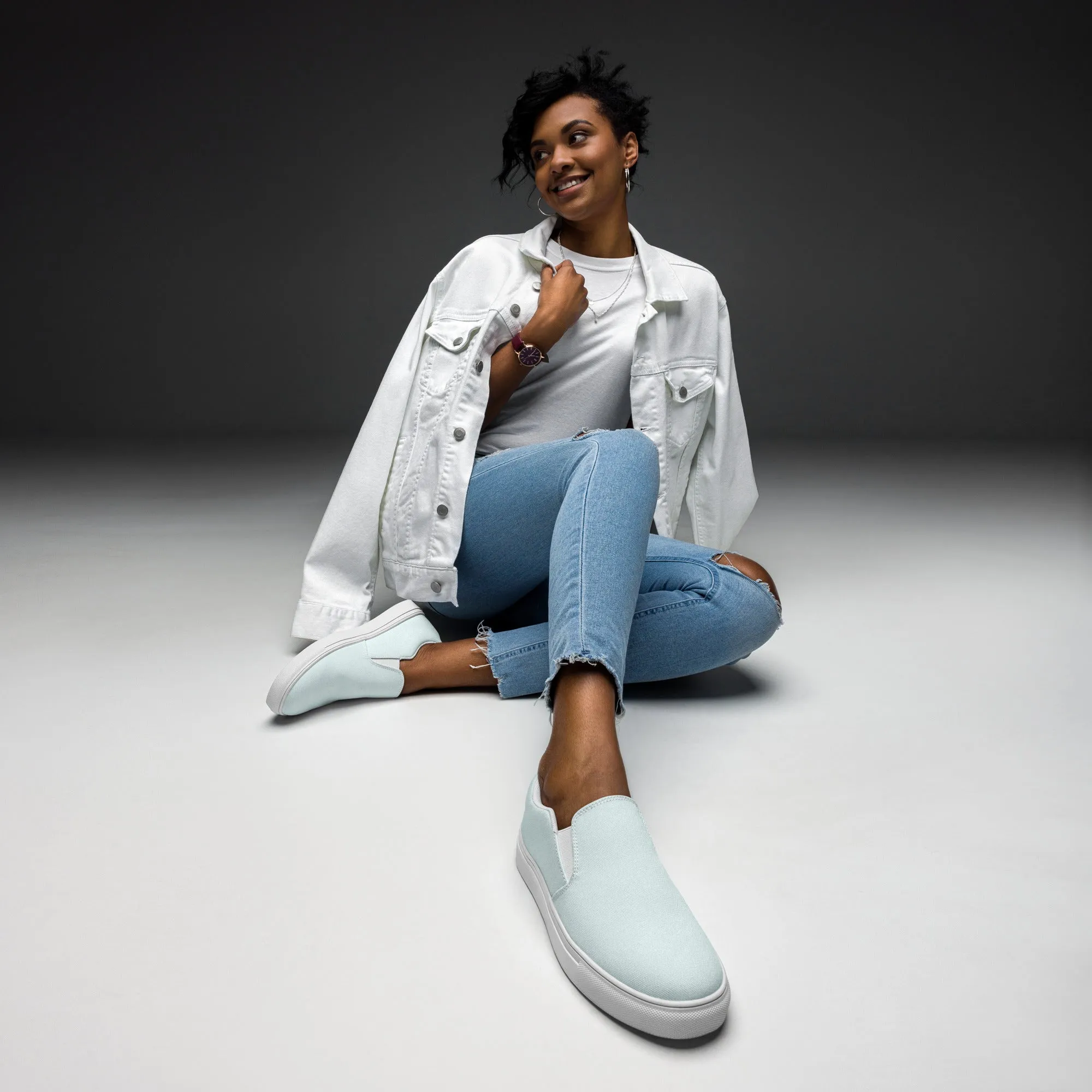 Glacier Blue Women’s slip-on canvas shoes, Blue Casual Shoes, Cruising Shoes
