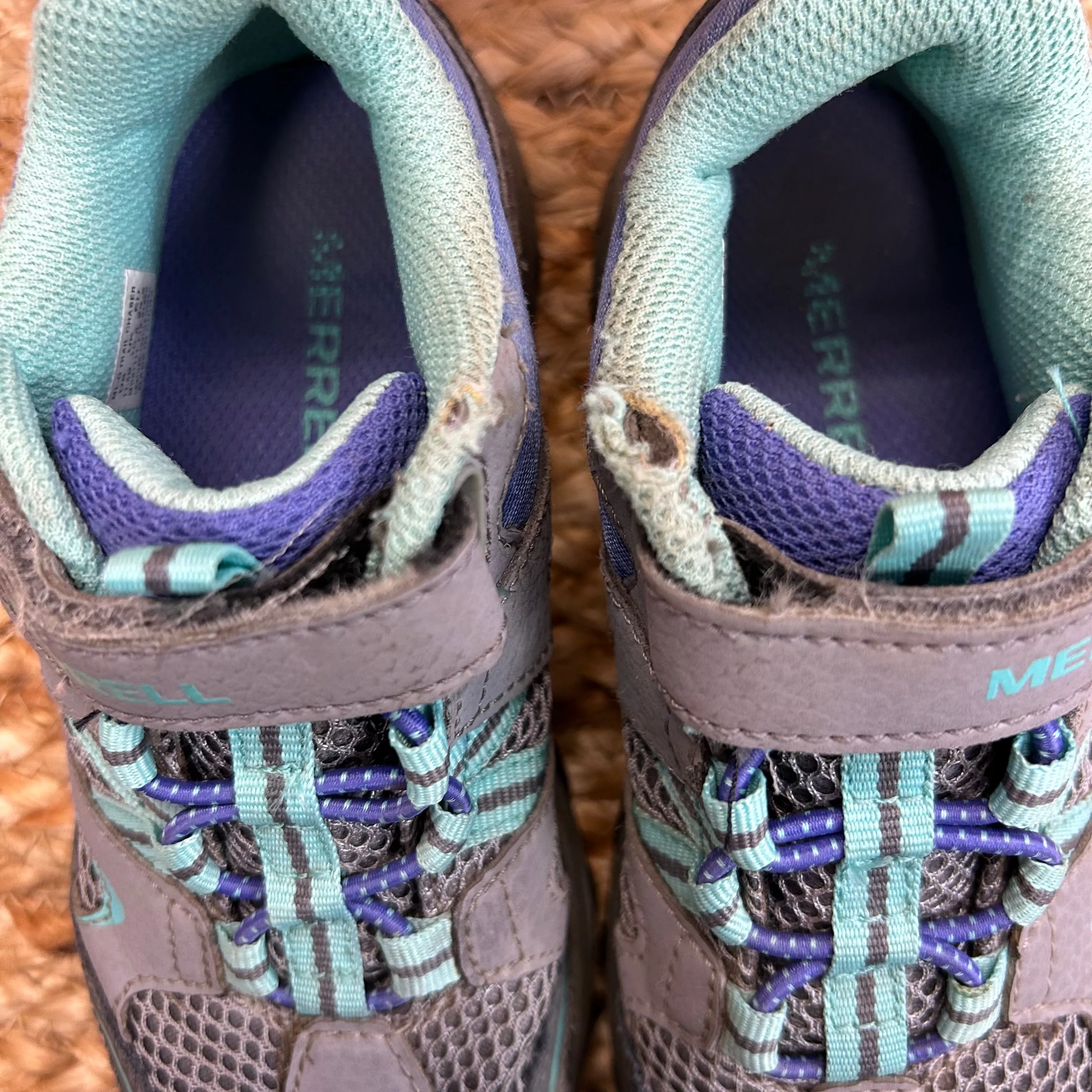 Grey & Purple Leather Hiking Sneakers