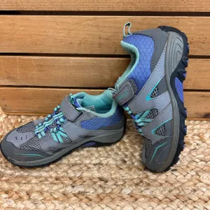Grey & Purple Leather Hiking Sneakers