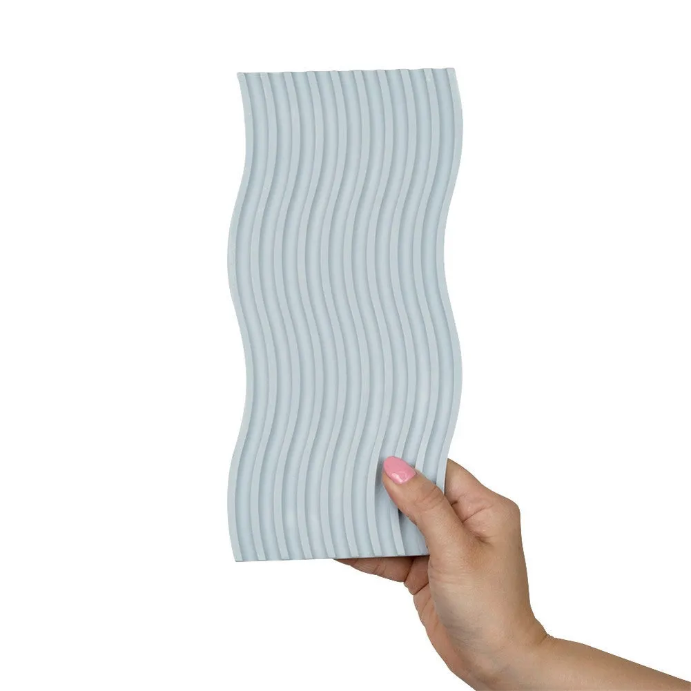 Grooved Arch Wave Photography Styling Handmade Plaster Props - 4 Pack (Blissful Blue)