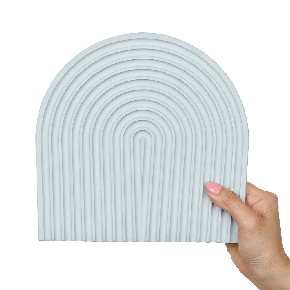 Grooved Arch Wave Photography Styling Handmade Plaster Props - 4 Pack (Blissful Blue)