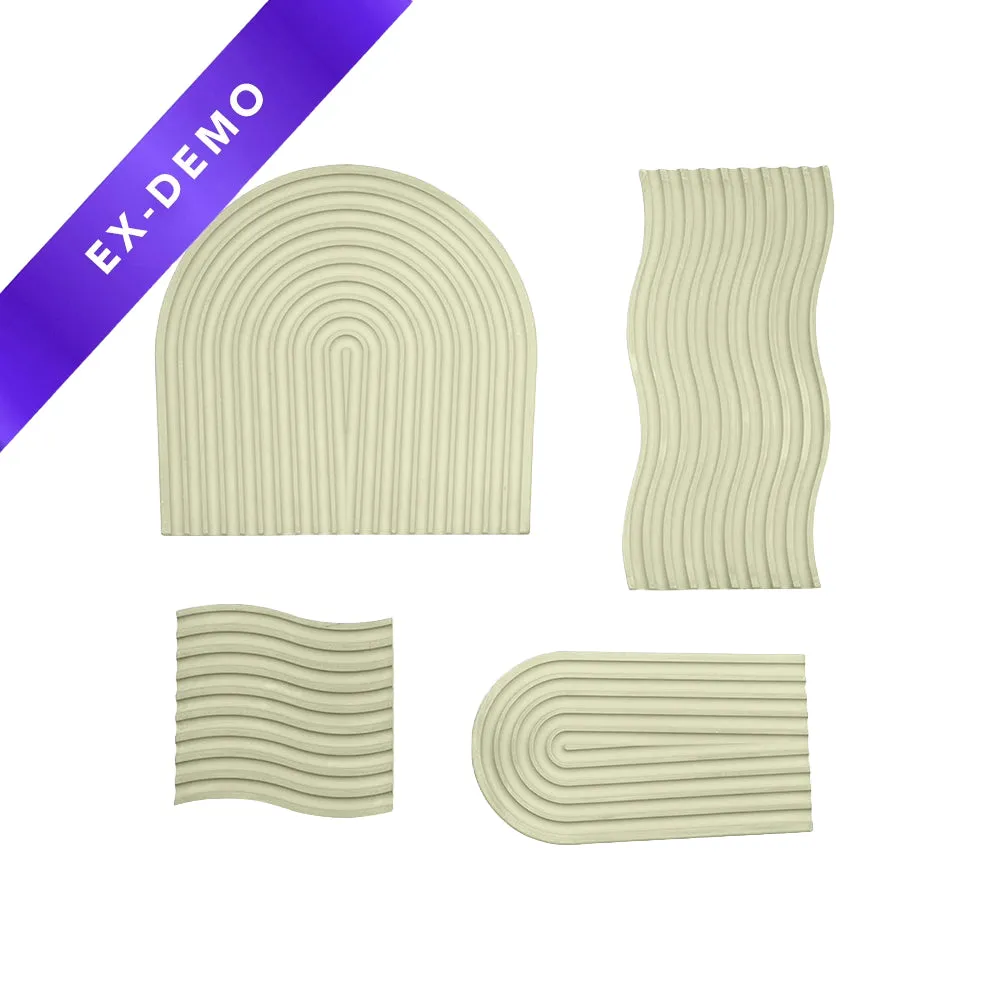 Grooved Arch Wave Photography Styling Handmade Plaster Props - 4 Pack (Matcha Green) (DEMO STOCK)