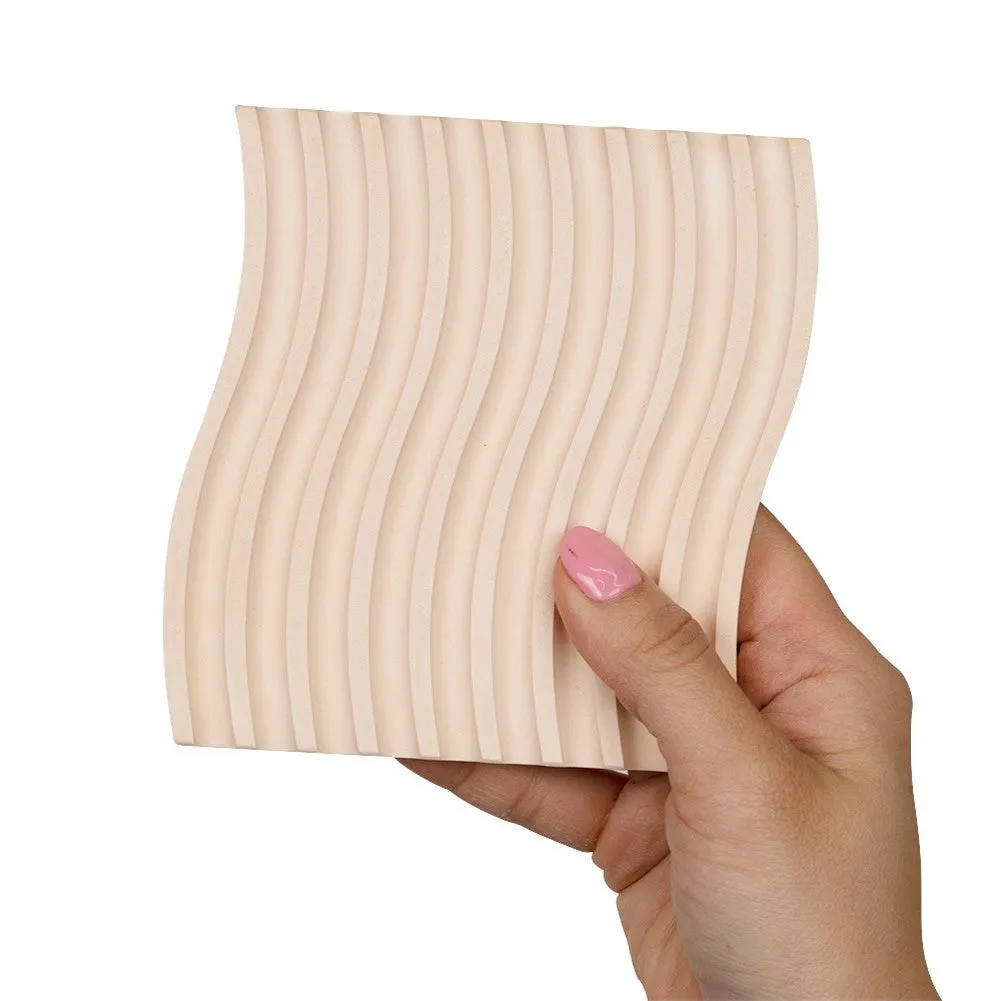 Grooved Arch Wave Photography Styling Handmade Plaster Props - 4 Pack (Pastel Orange)