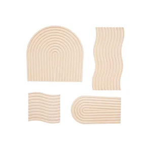 Grooved Arch Wave Photography Styling Handmade Plaster Props - 4 Pack (Pastel Orange)