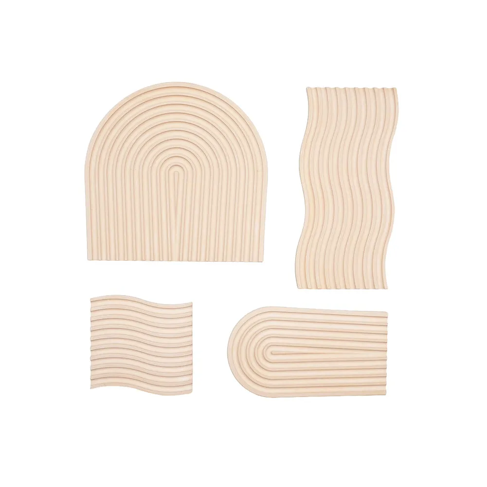 Grooved Arch Wave Photography Styling Handmade Plaster Props - 4 Pack (Pastel Orange)