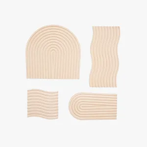 Grooved Arch Wave Photography Styling Handmade Plaster Props - 4 Pack (Pastel Orange)