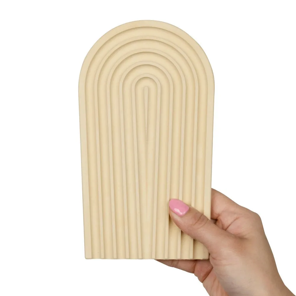 Grooved Arch Wave Photography Styling Handmade Plaster Props - 4 Pack (Quicksand Beige) (DEMO STOCK)