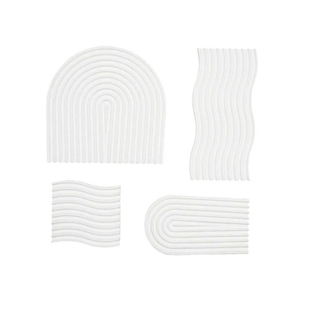 Grooved Arch Wave Photography Styling Handmade Plaster Props - 4 Pack (White Essence)