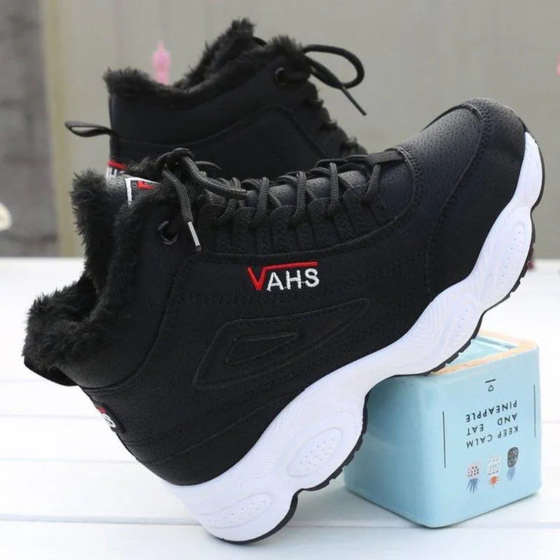 Joskaa New Autumn Sneakers Woman Vulcanized Shoes Suede Female PU Leather Outdoor Lace-Up Plus Hair Thicken Sneakers Women 1119