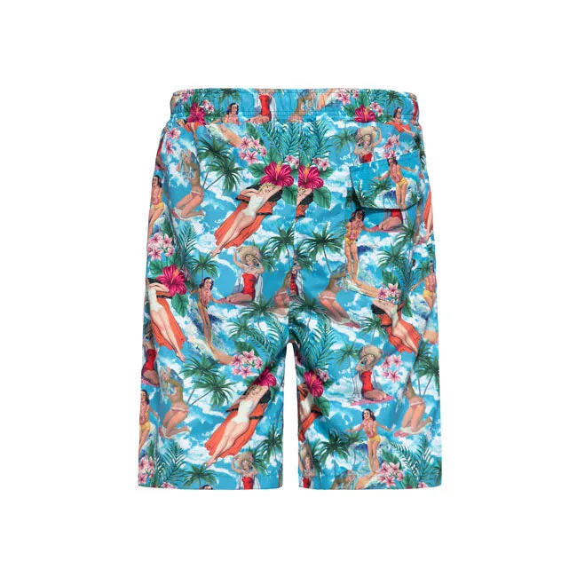 King Kerosin Aop Tropical Hawaiian Swim Shorts