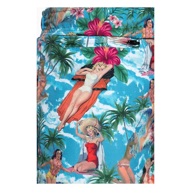 King Kerosin Aop Tropical Hawaiian Swim Shorts