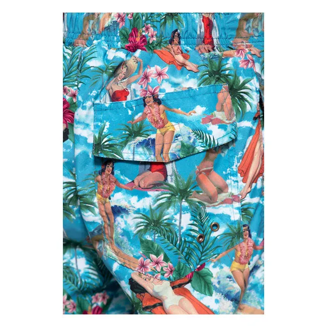 King Kerosin Aop Tropical Hawaiian Swim Shorts