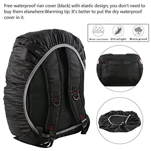 Large Laptop Backpack,Durable Computer Travel Back Pack With Waterproof Rain Cover & Usb Charging