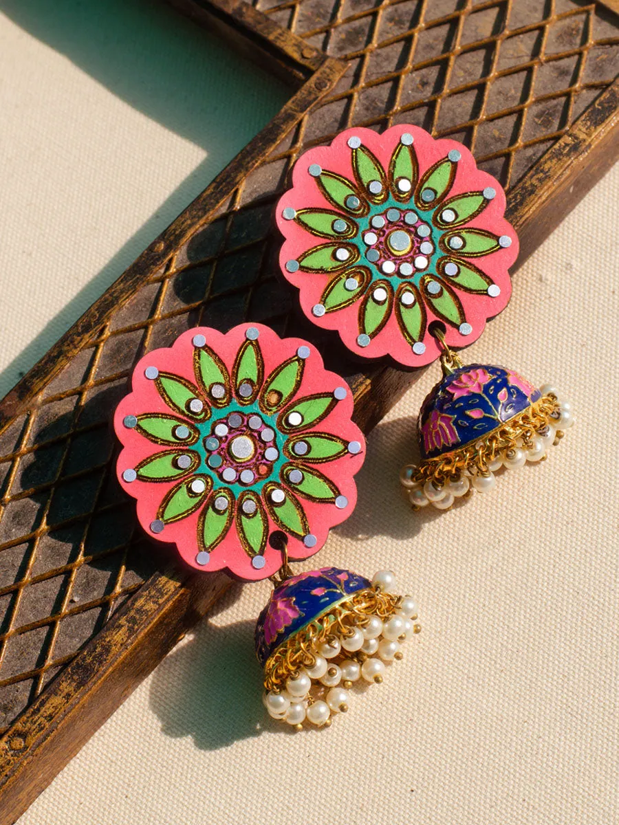 Mandala Meenakari Jhumka