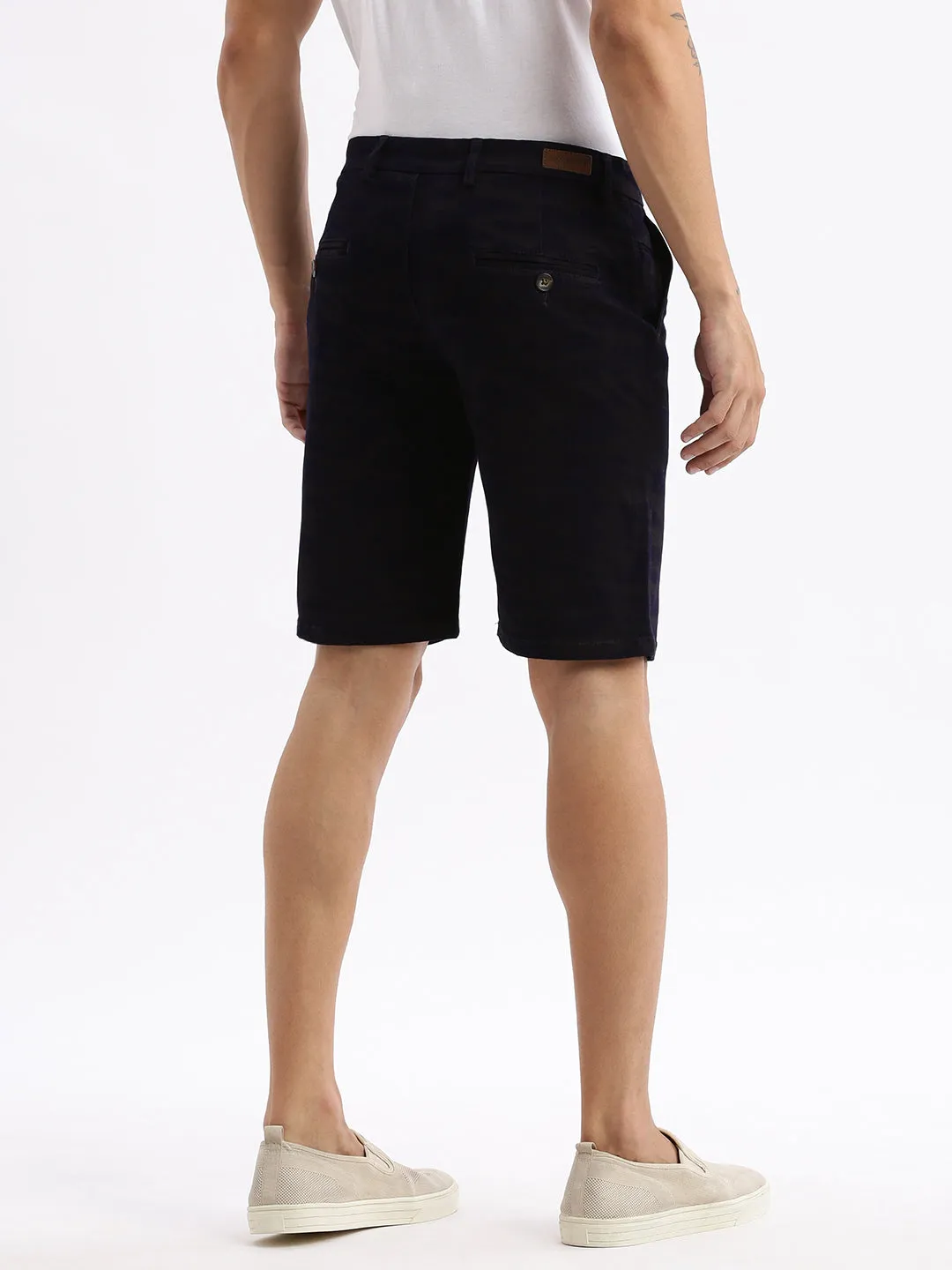 Men Camouflage Navy Blue Cotton Shorts
