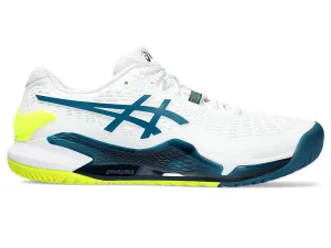 Men's Asics Gel-Resolution 9, White/Restful Teal, 11.5 2E Wide