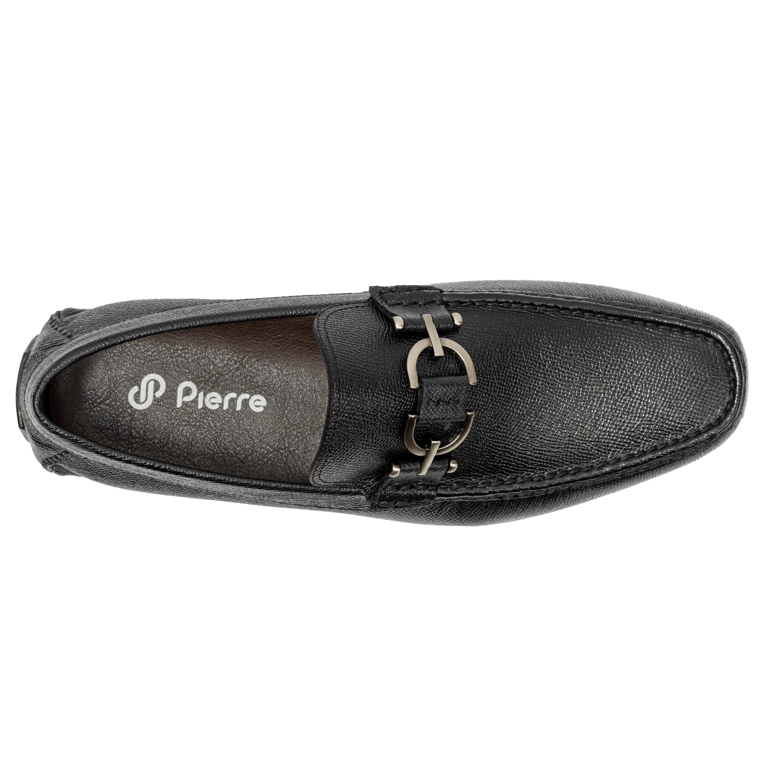 Men´s  black leather buckle driving shoes-rubber sole