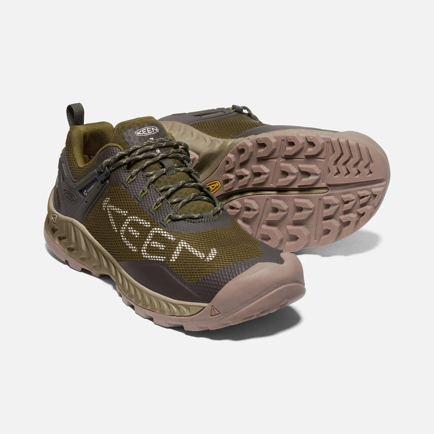 MENS KEEN NXIS EVO WATERPROOF SHOE - DARK OLIVE/BLACK OLIVE