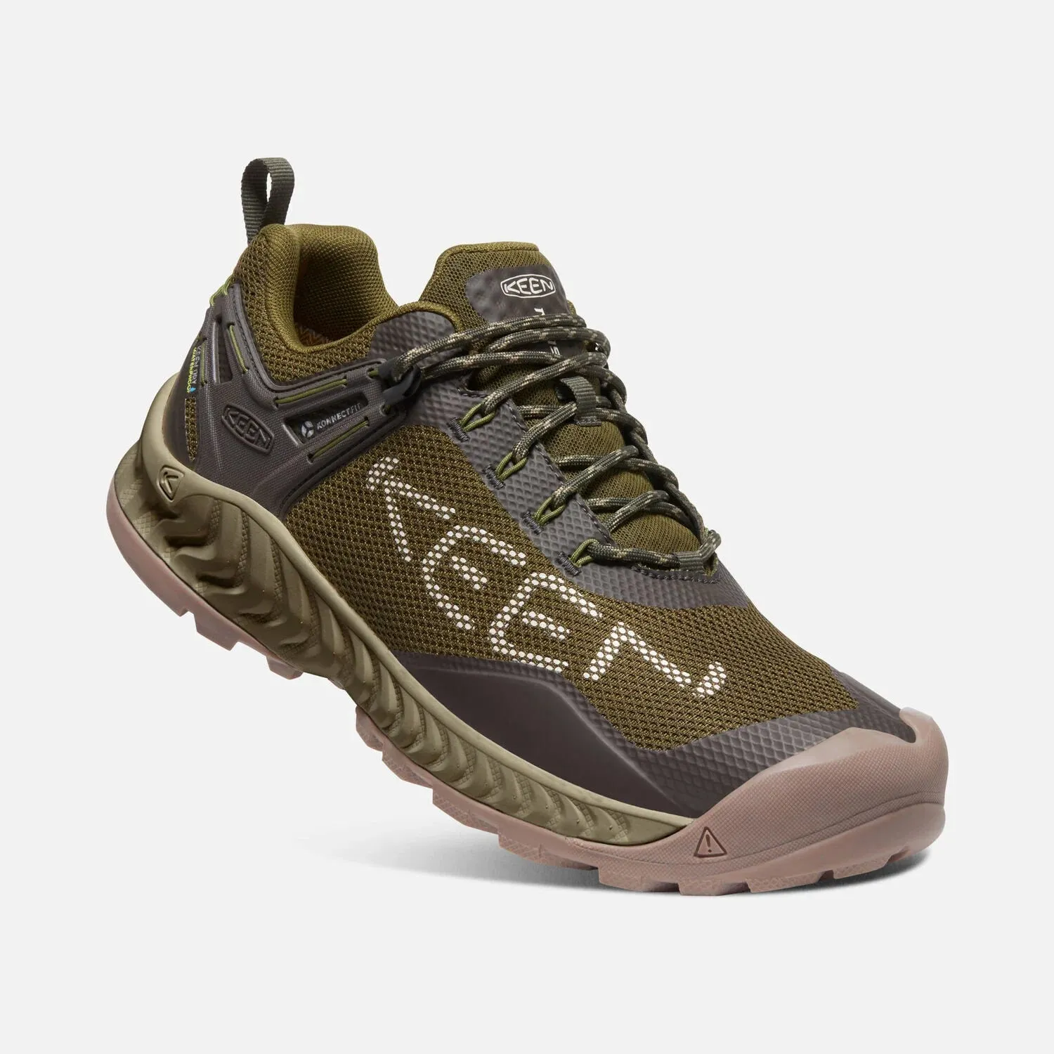 MENS KEEN NXIS EVO WATERPROOF SHOE - DARK OLIVE/BLACK OLIVE