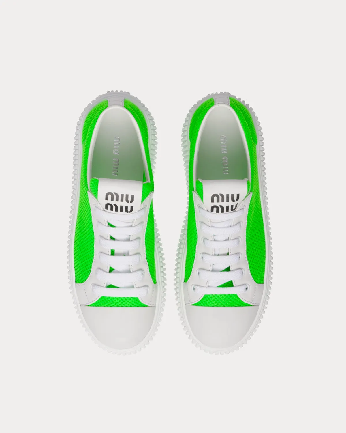 Mesh Fabric Neon Green / White Low Top Sneakers