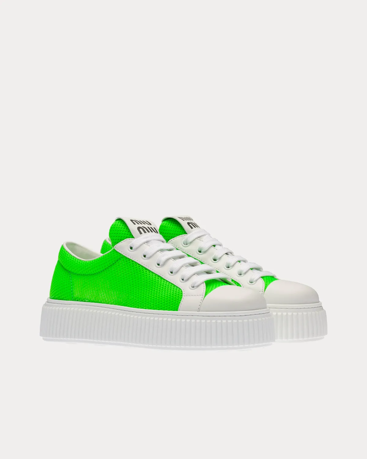 Mesh Fabric Neon Green / White Low Top Sneakers