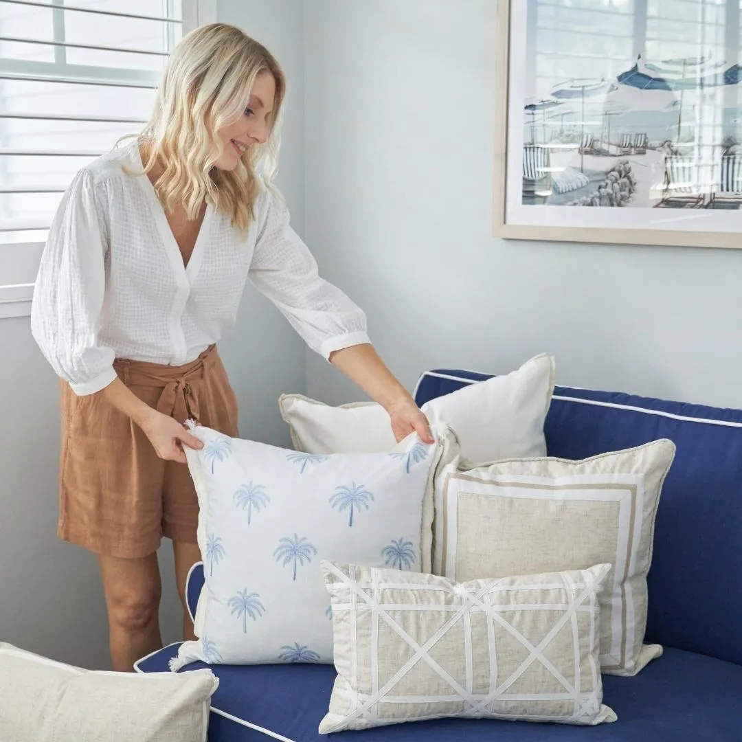 Mirage Haven Bay Palm Tree Light Blue 50x50cm Cushion Cover