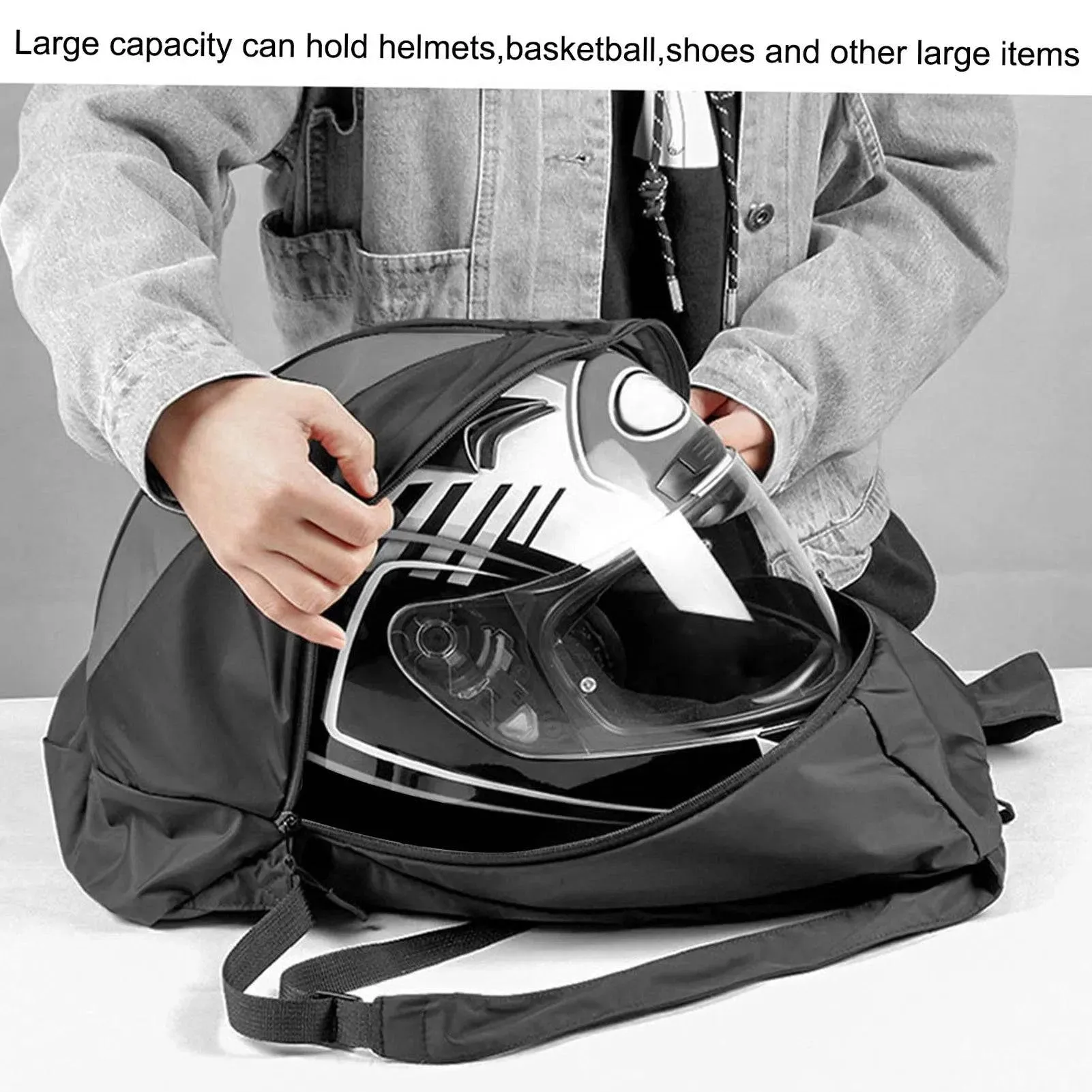 Motorcycle Helmet Backpack Lightweight Storage Carrying Bag for Motorcycle Sport Gym Training Also Fit Basketball Football