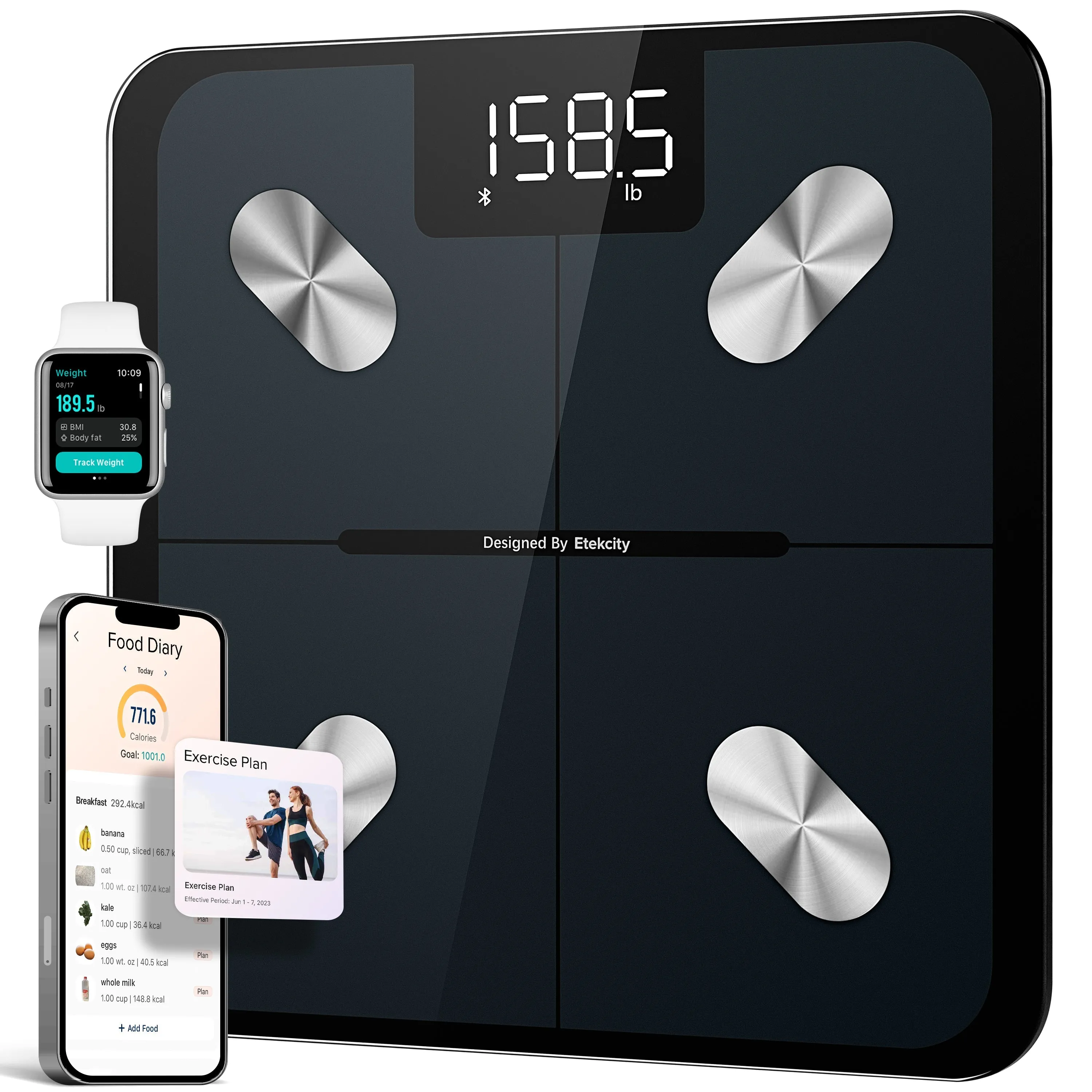 Natural Rubber Voyager Yoga Mat & Fat Percentage Scale Bundle