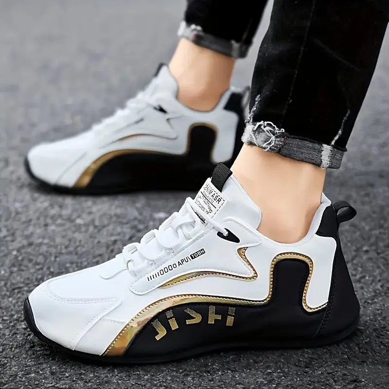 New Men's Knit Breathable Running Shoes, Comfy Non Slip Lace Up Shock Absorption Sneakers For Men's Outdoor Activities Sz 7