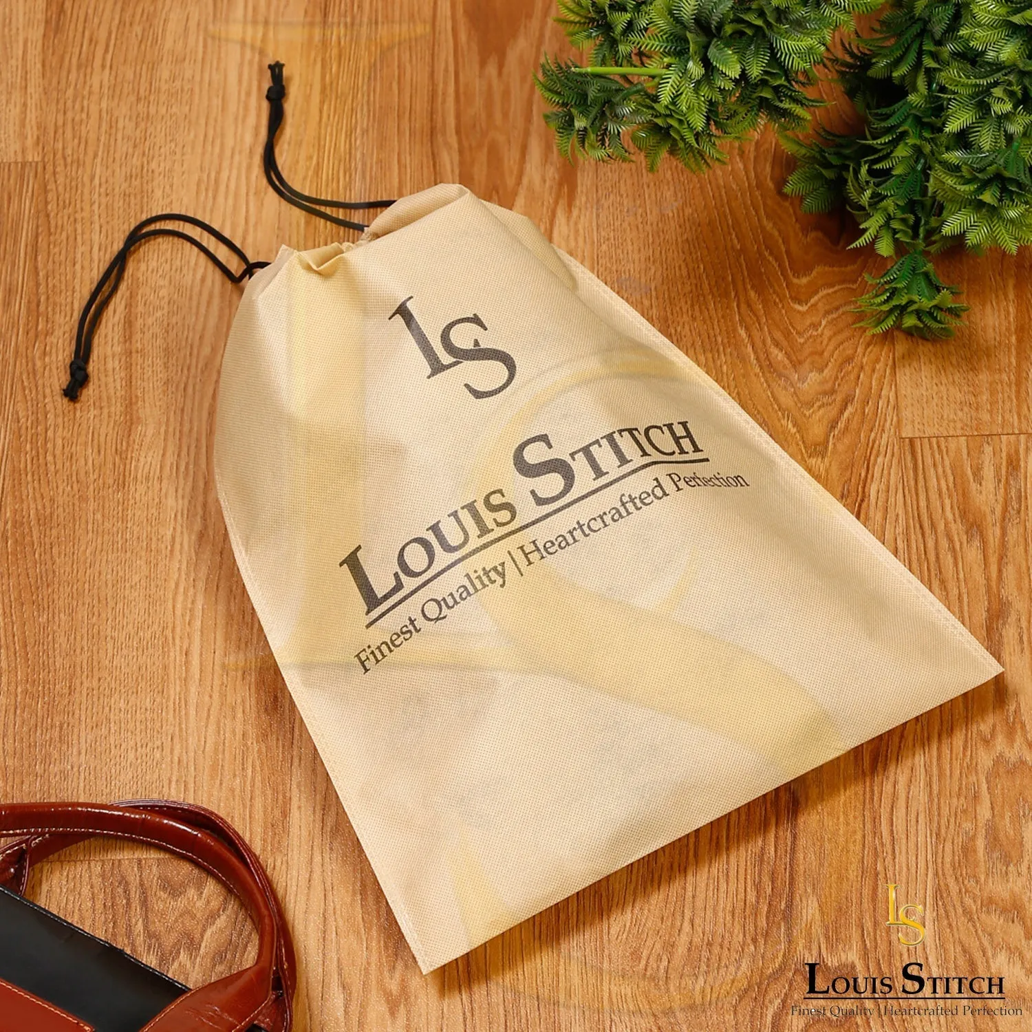 Non Woven Shoe Bag Pack Of  16 Black & Beige Plain