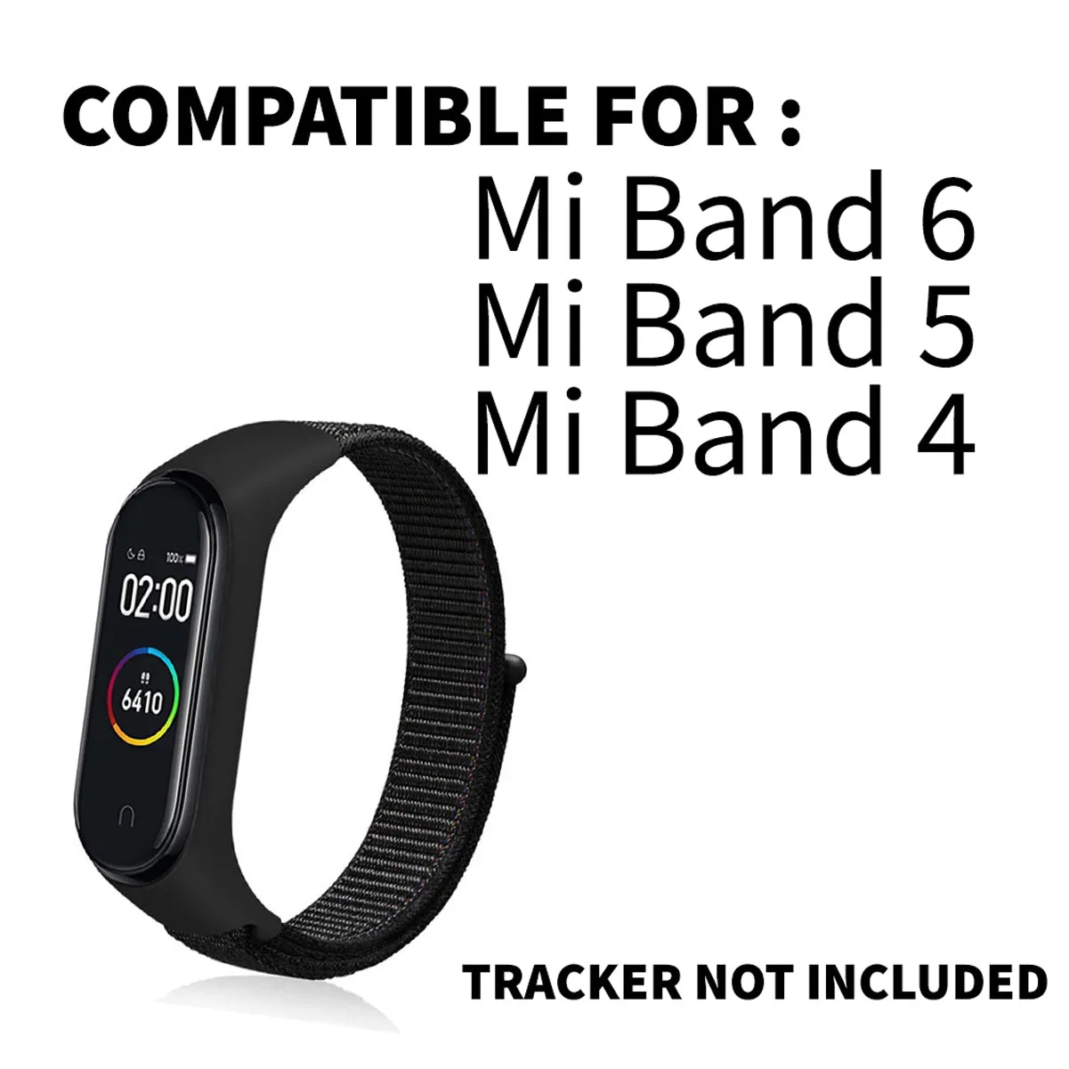 Nylon Wristband Strap for Mi Band 6/5/4/3 - Spider Black