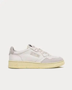 Open Leather & Suede White Low Top Sneakers