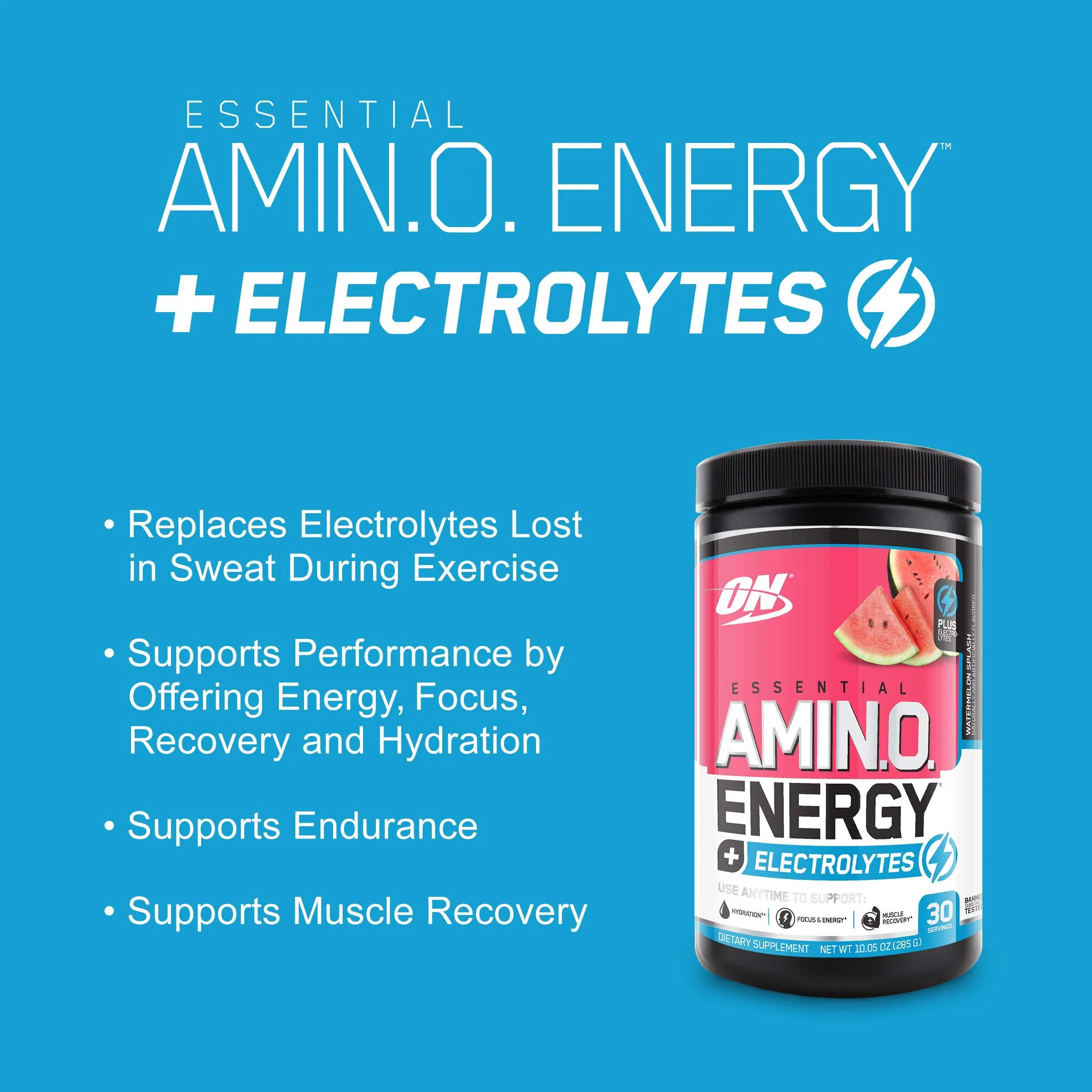 Optimum Nutrition Amino Energy   Electrolytes, Watermelon Splash, 285 Gram