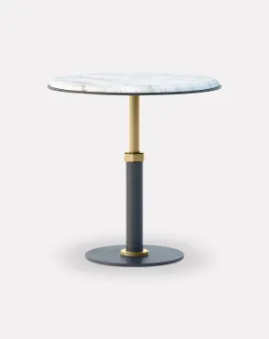 Pedestal Bianco and Brass Round Side Table