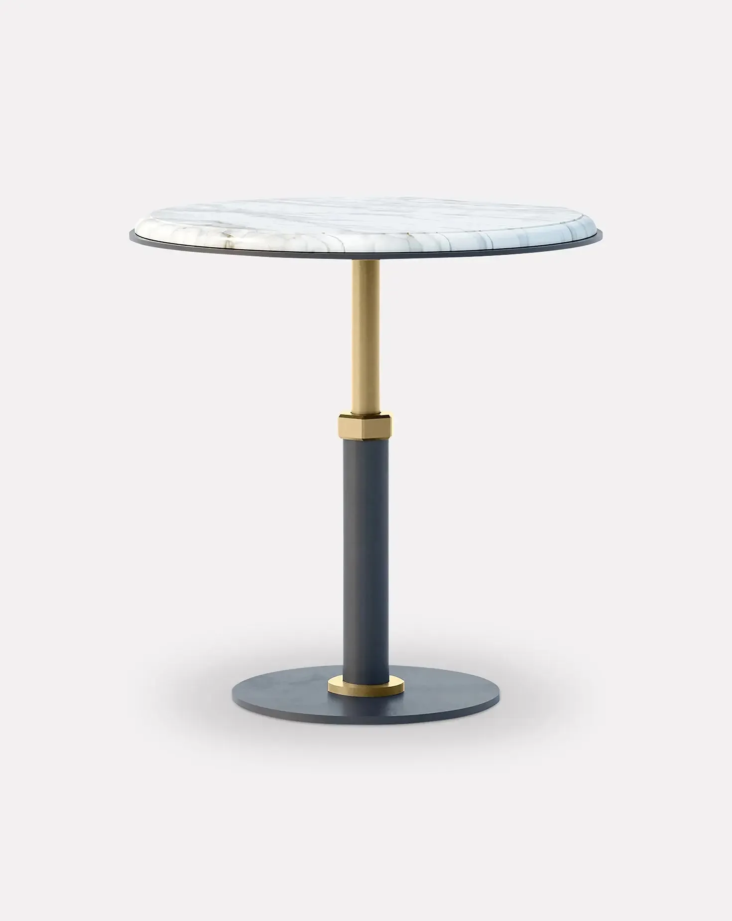 Pedestal Bianco and Brass Round Side Table