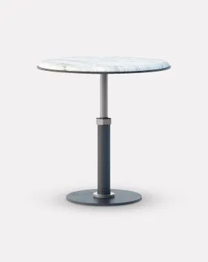 Pedestal Bianco and Nickel Round Side Table
