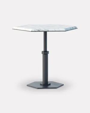 Pedestal Bianco and Steel Hexagon Side Table
