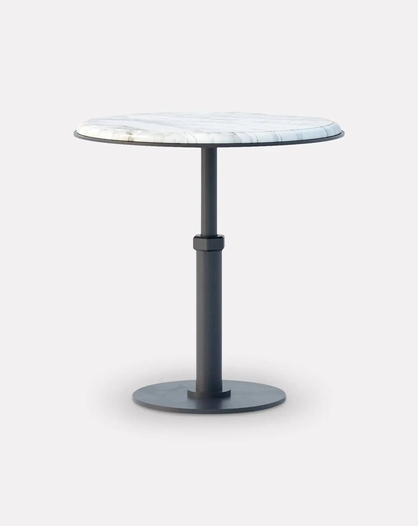 Pedestal Bianco and Steel Round Side Table