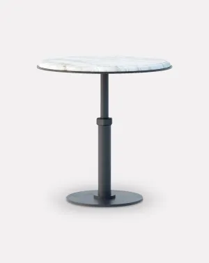 Pedestal Bianco and Steel Round Side Table